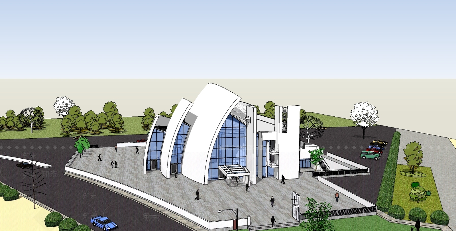 现代教堂建筑SU模型草图