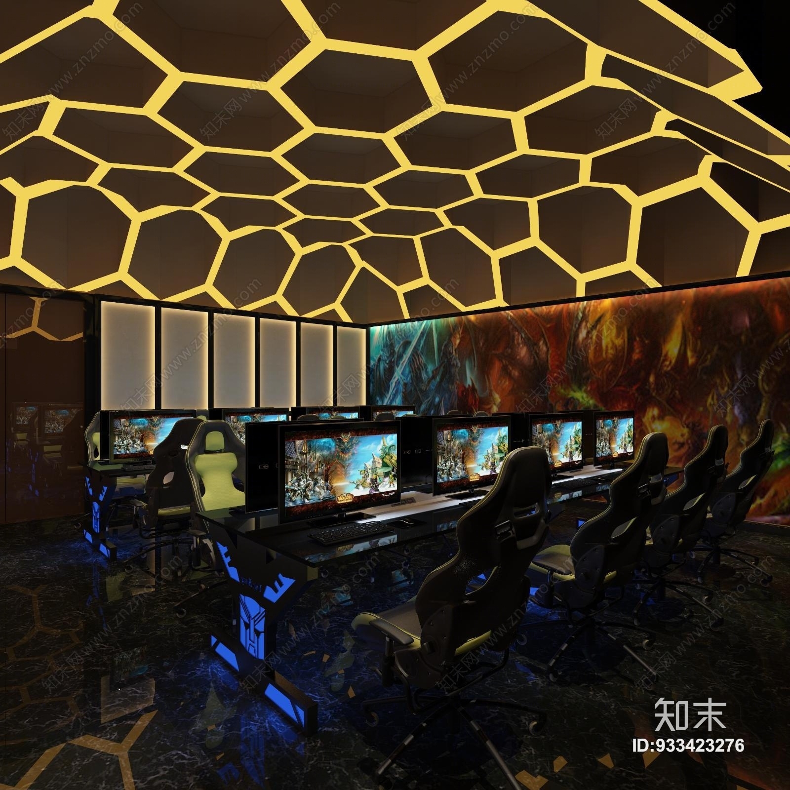 工业风网咖网吧3D模型下载【ID:933423276】