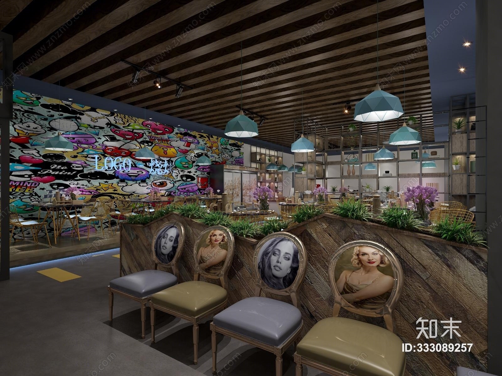 工业风烧烤店3D模型下载【ID:333089257】