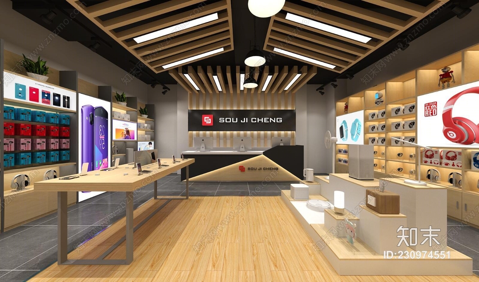 现代潮品店手机店数码潮品店3D模型下载【ID:230974551】