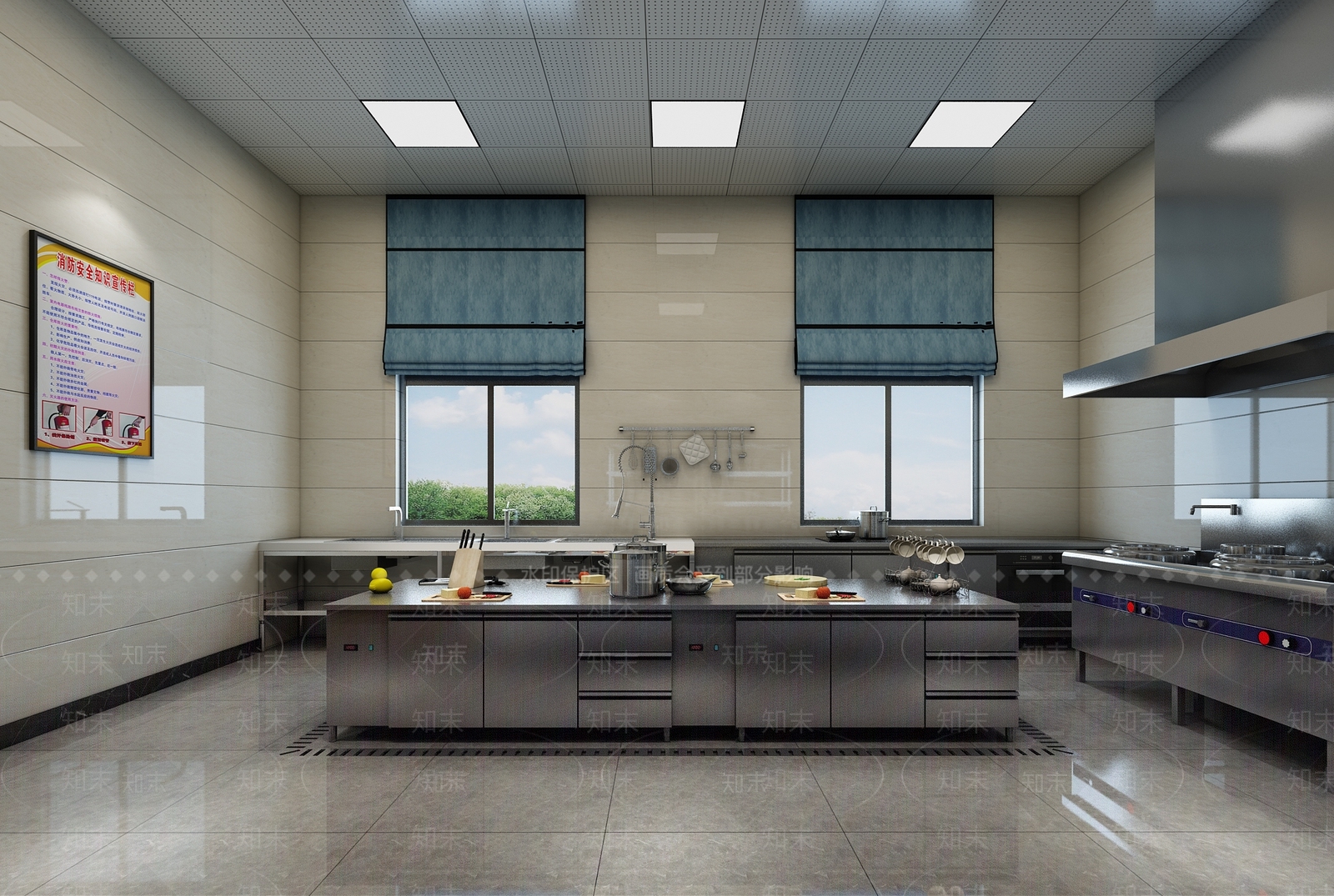 现代餐厅酒店后厨3D模型下载【ID:332476430】