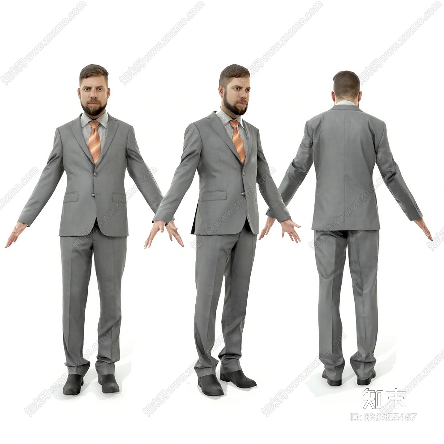 现代男人商务人物西装皮鞋领带模特3D模型下载【ID:630855467】