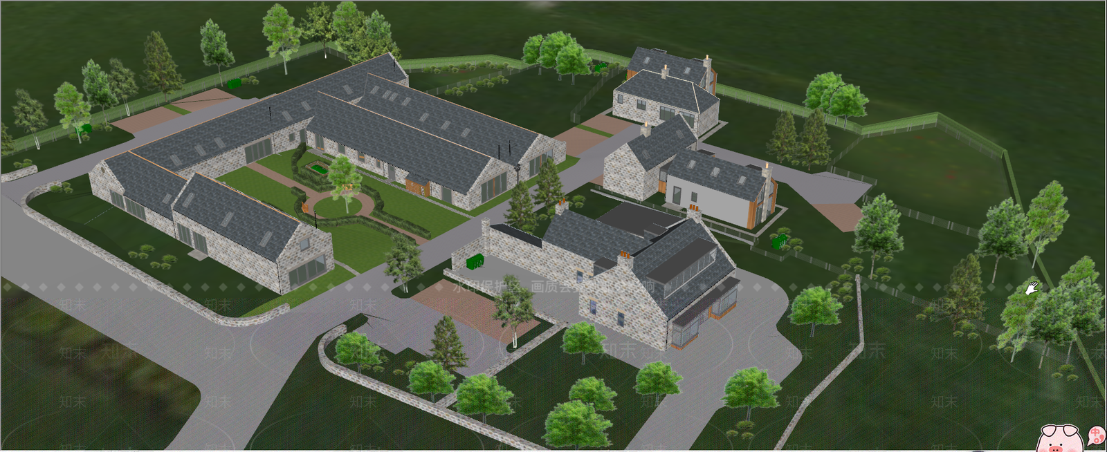 乡村群落规划景观SU模型下载【ID:333151060】