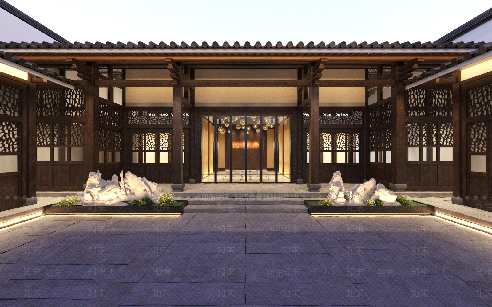 中式庭院门头3D模型下载【ID:733405832】