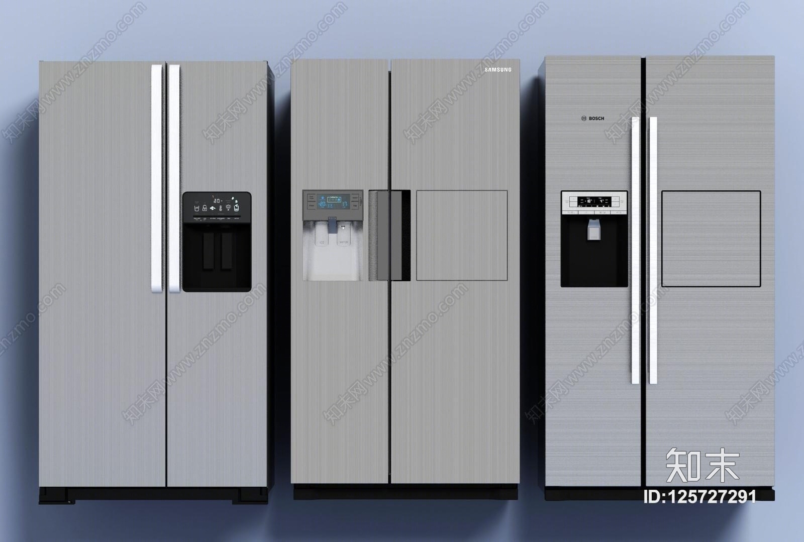 双开门冰箱组合模型3D模型下载【ID:125727291】