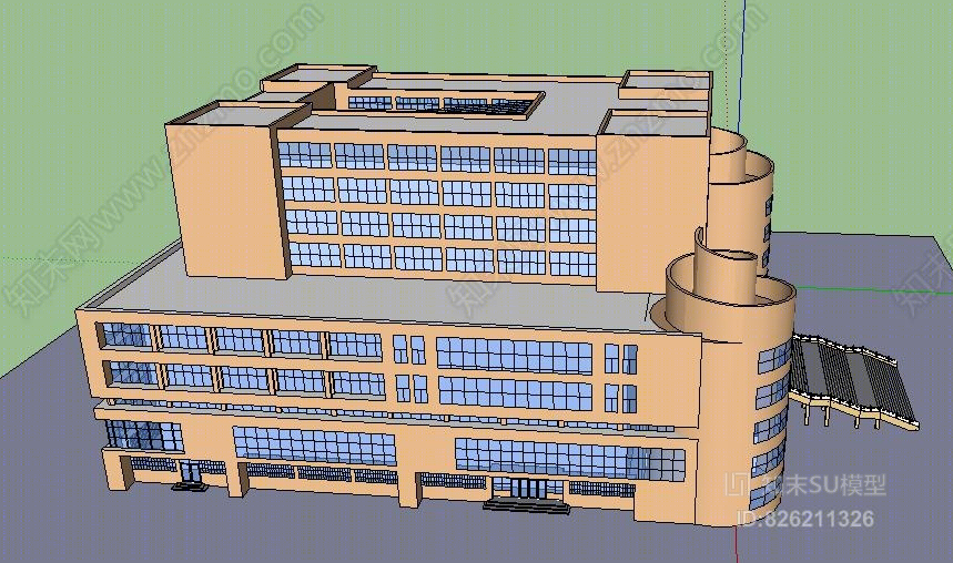 大学图书馆单体箱包SU模型下载【ID:826211326】