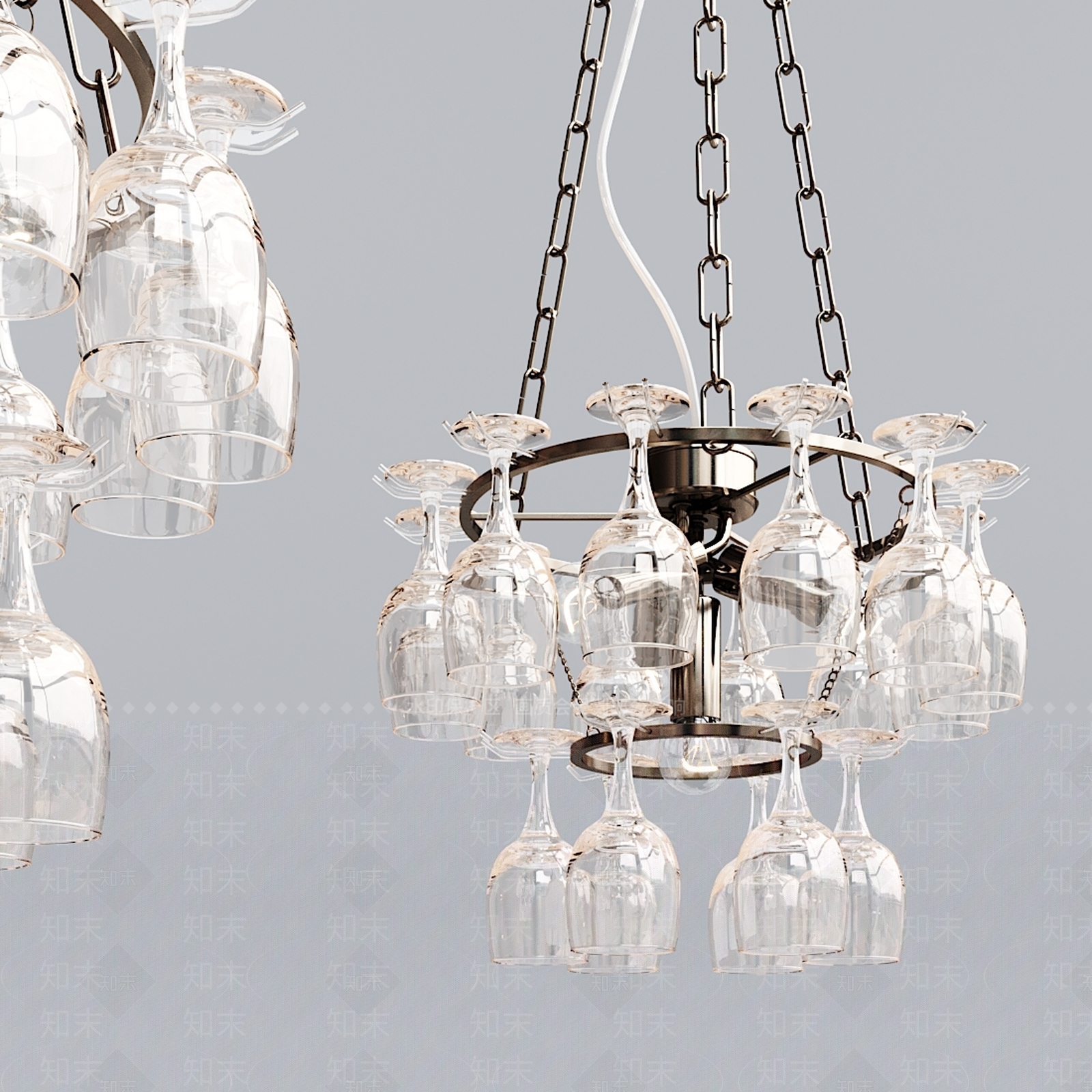 现代酒杯吊灯3D模型下载【ID:534496812】