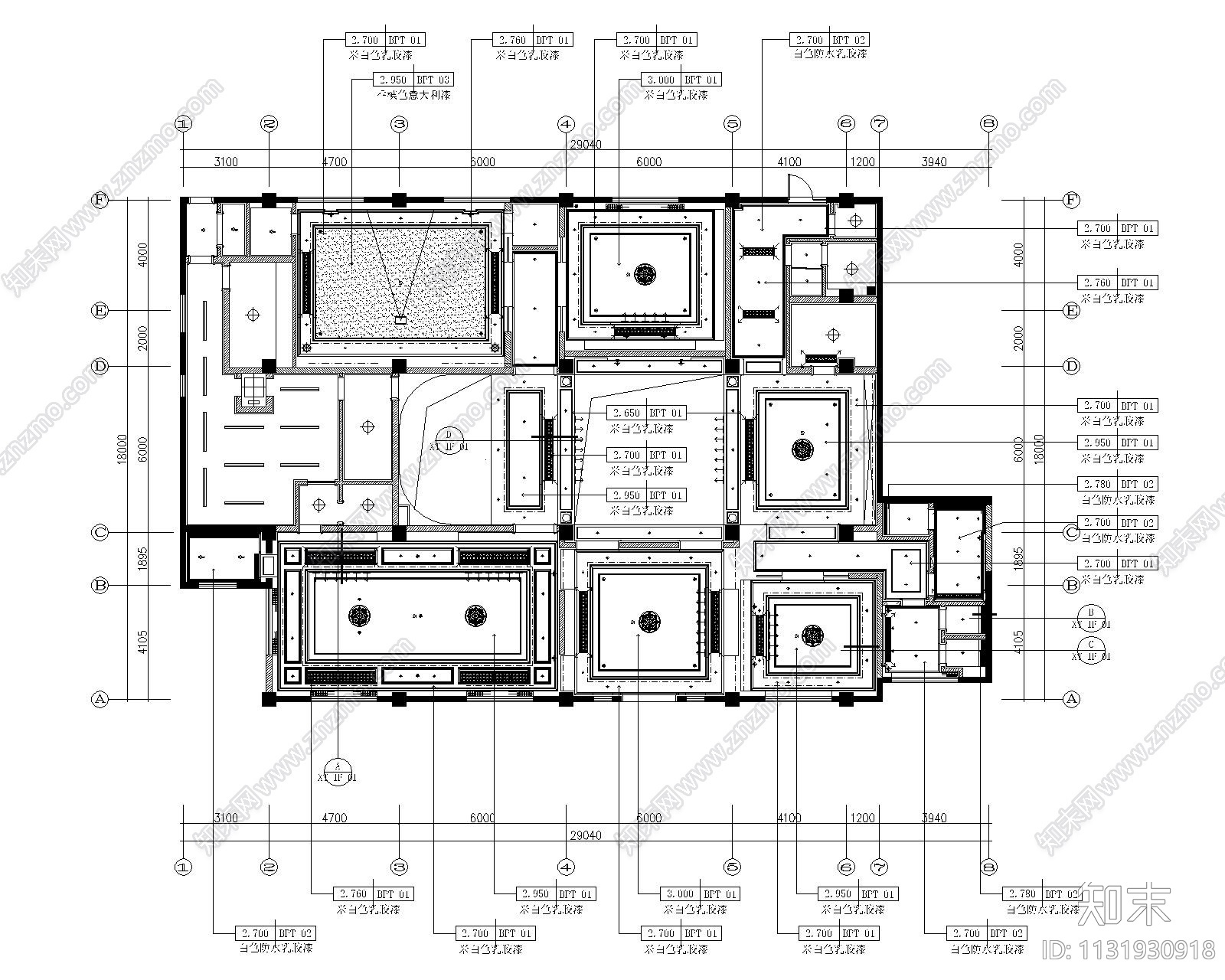 HWCD-上海皇家花园会所装修设计施工图+设计方案+效果图cad施工图下载【ID:1131930918】