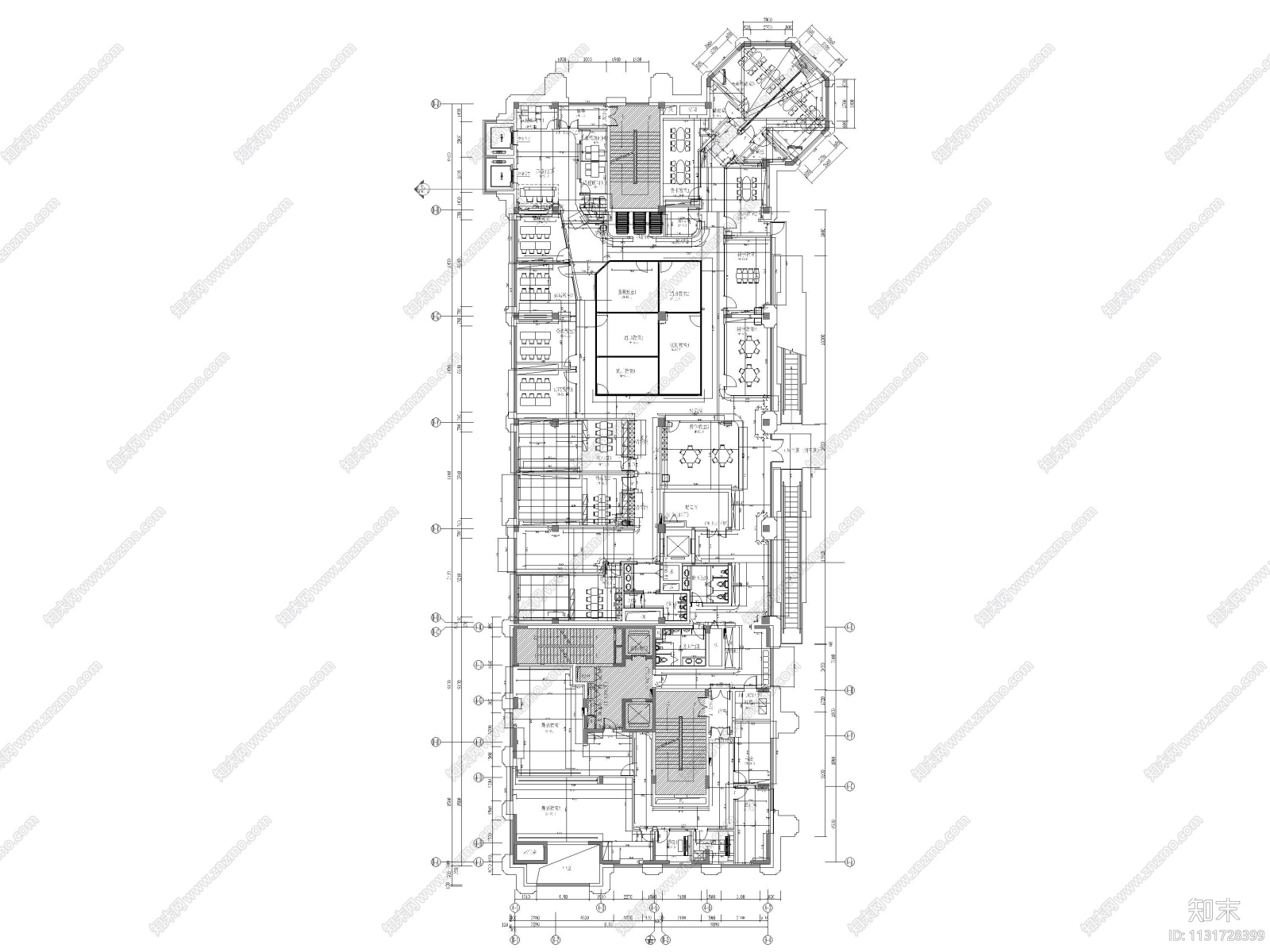 杭州1300㎡教育培训中心装修工程施工图cad施工图下载【ID:1131728399】
