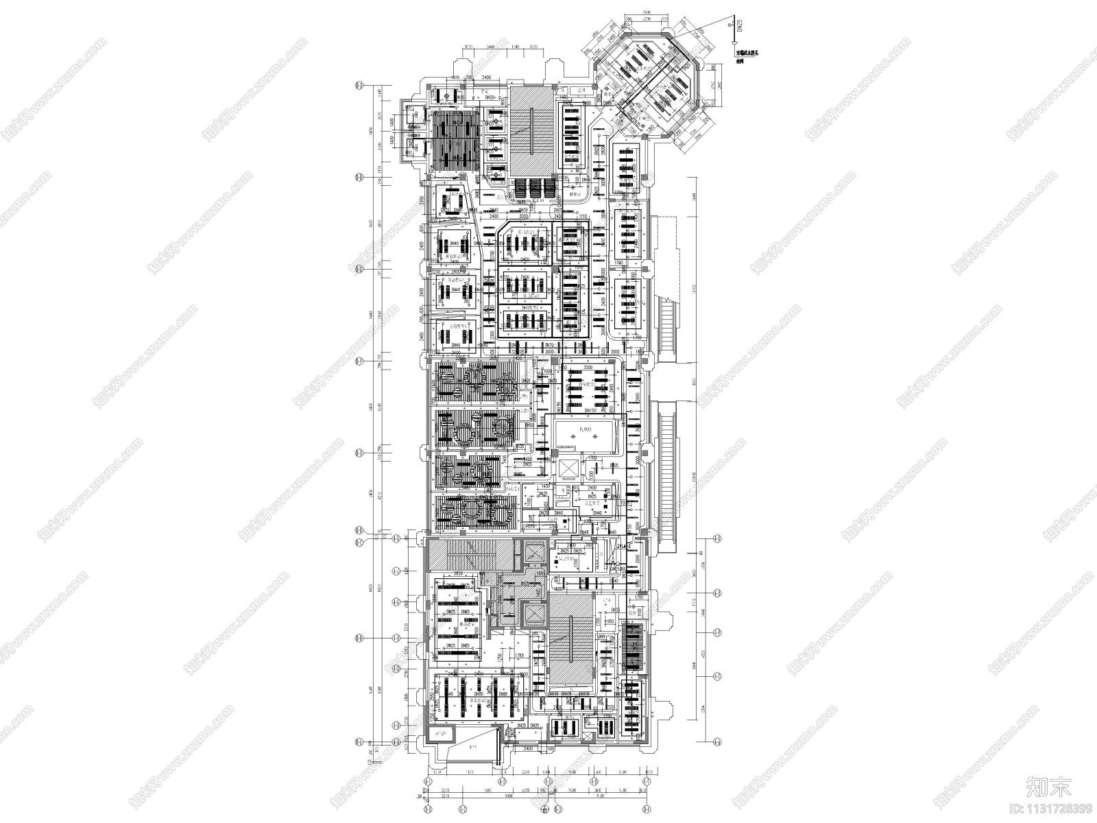 杭州1300㎡教育培训中心装修工程施工图cad施工图下载【ID:1131728399】