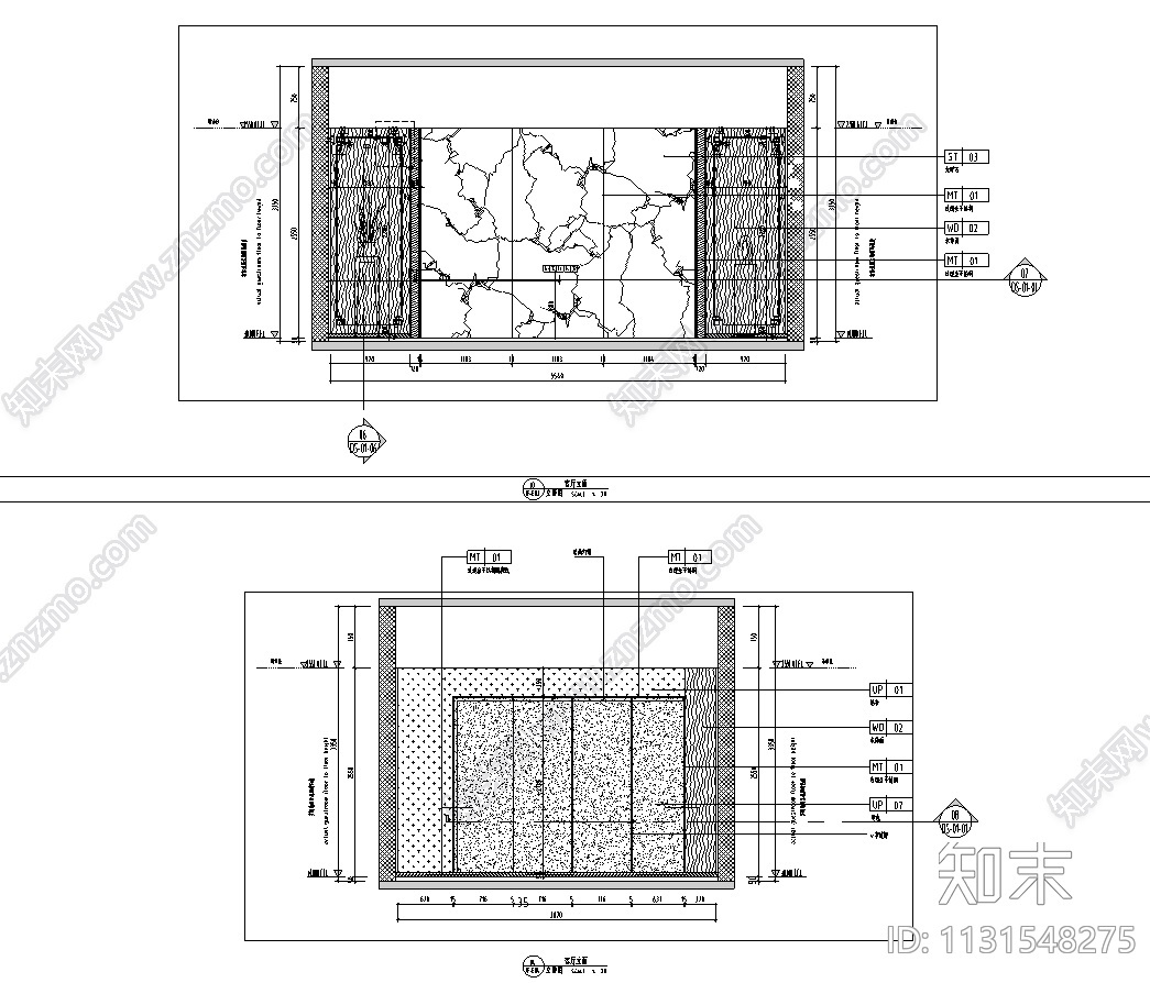 江西新中式别墅装修效果图+施工图CAD2020施工图下载【ID:1131548275】