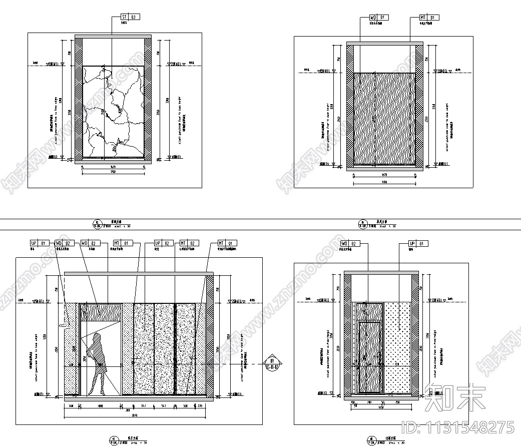 江西新中式别墅装修效果图+施工图CAD2020施工图下载【ID:1131548275】