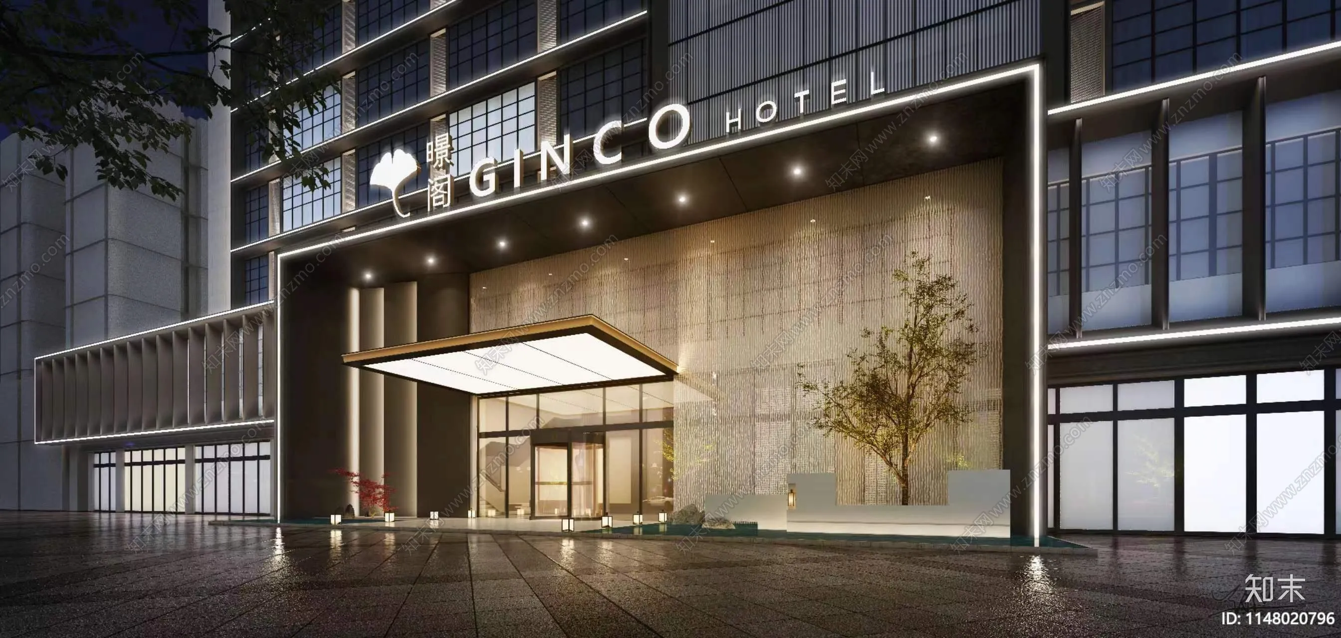 新中式酒店空间装修效果图