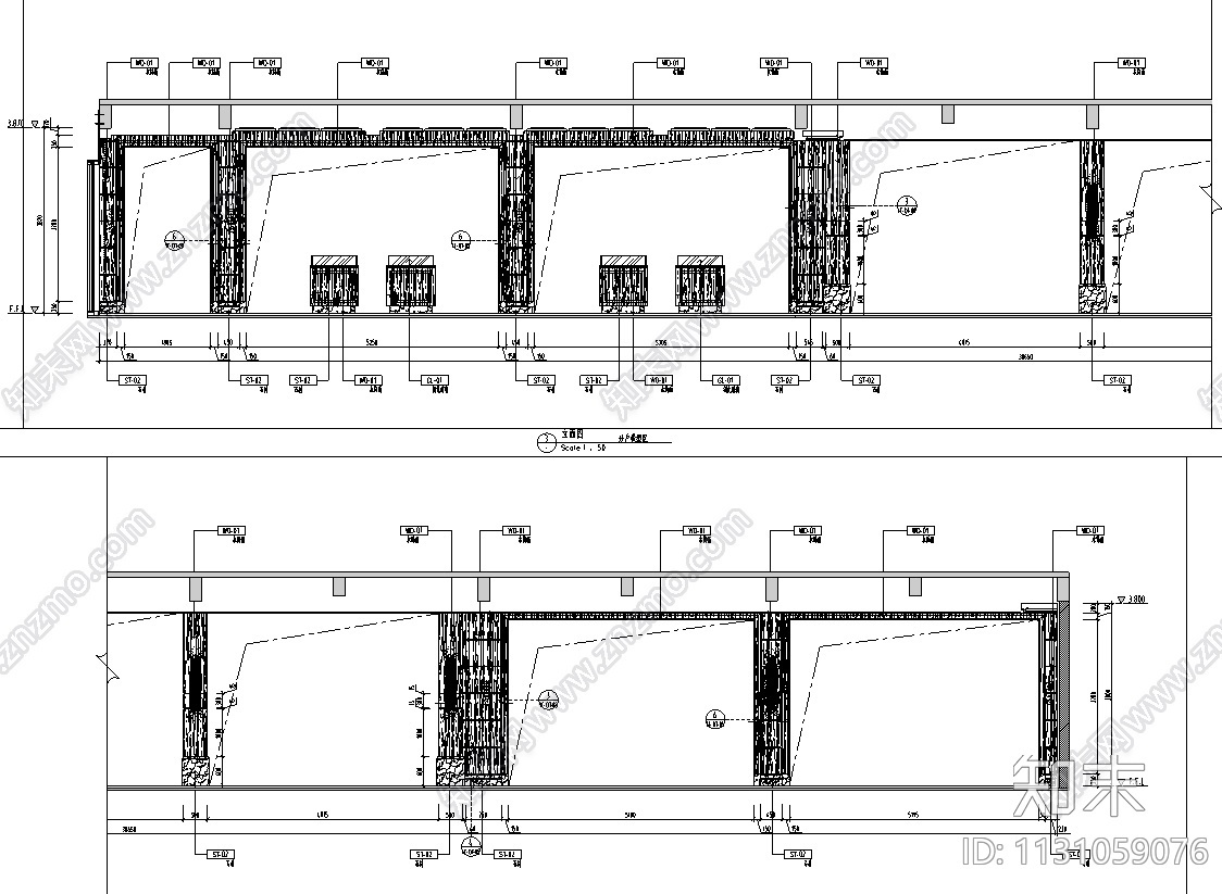 山东青岛1150㎡售楼处CAD施工图+效果图cad施工图下载【ID:1131059076】