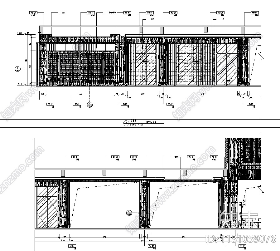山东青岛1150㎡售楼处CAD施工图+效果图cad施工图下载【ID:1131059076】