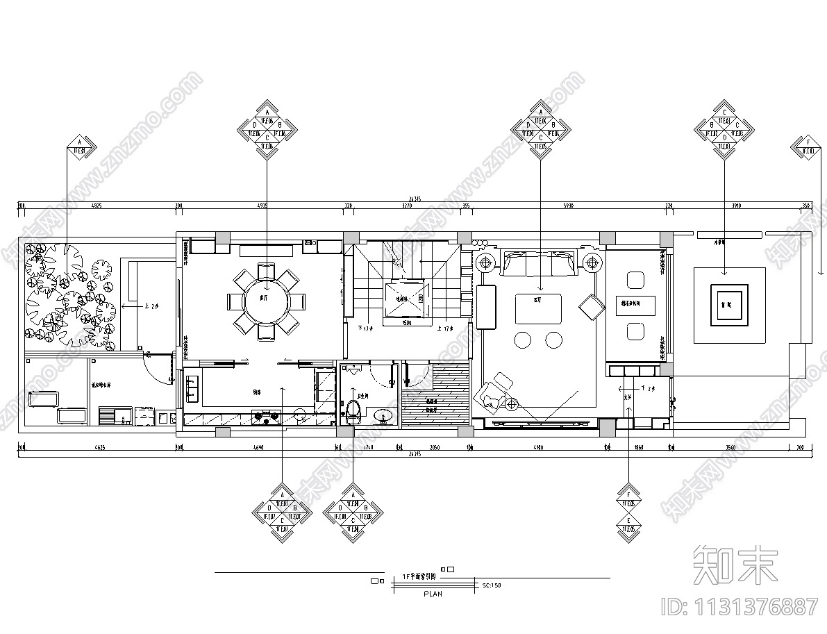 福建厦门现代中式五层别墅设计CAD施工图施工图下载【ID:1131376887】