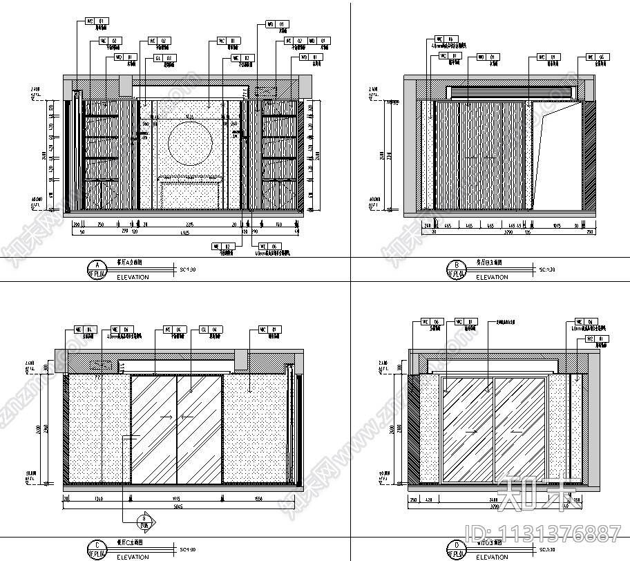 福建厦门现代中式五层别墅设计CAD施工图施工图下载【ID:1131376887】