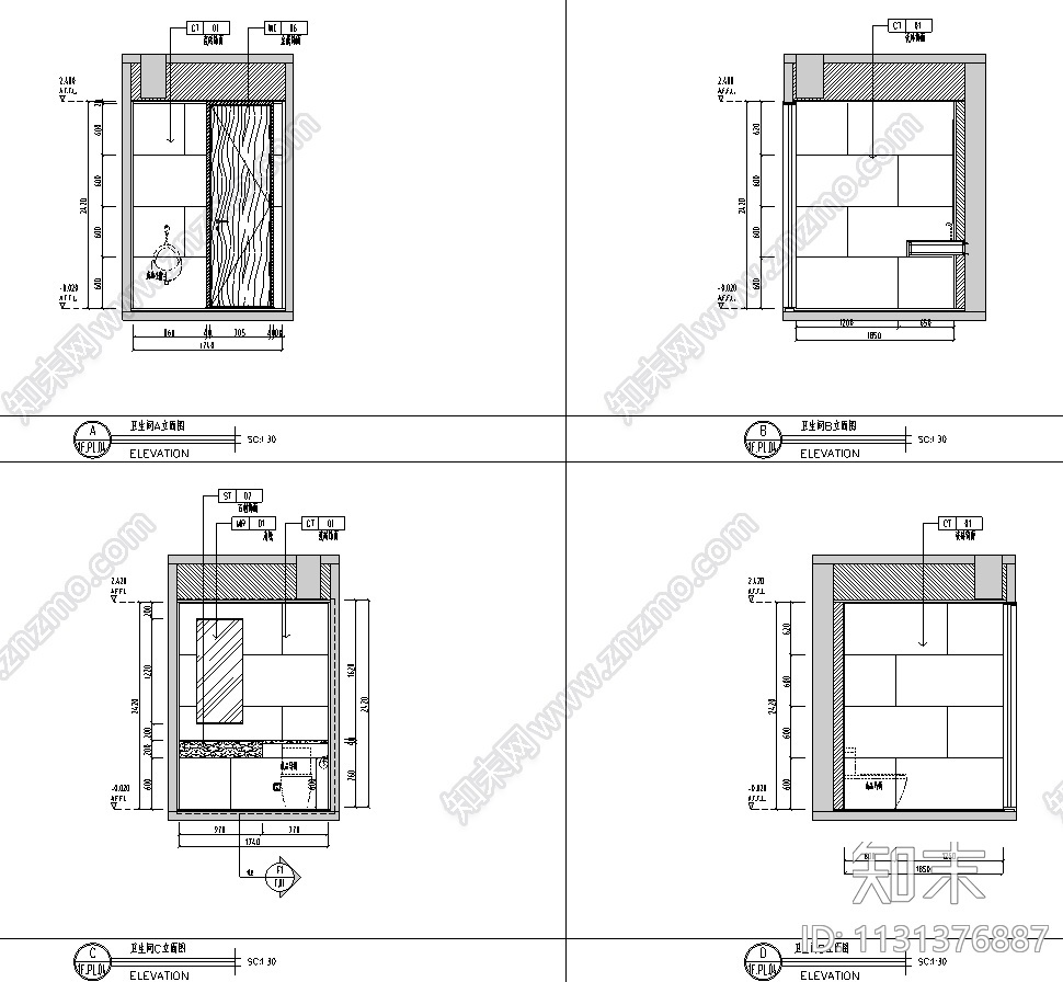 福建厦门现代中式五层别墅设计CAD施工图施工图下载【ID:1131376887】