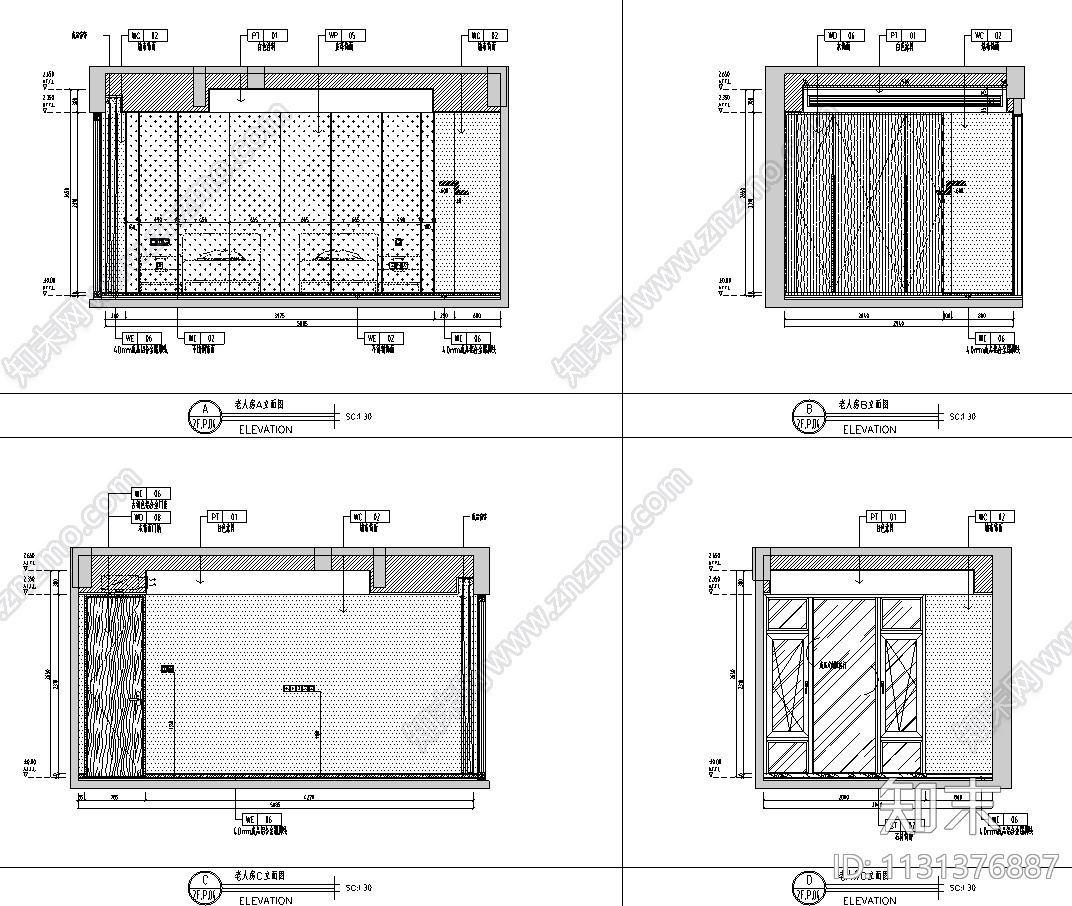 福建厦门现代中式五层别墅设计CAD施工图施工图下载【ID:1131376887】