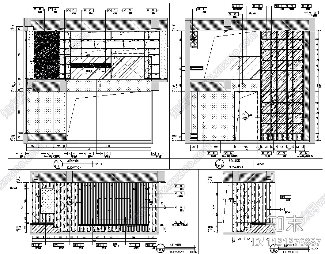 福建厦门现代中式五层别墅设计CAD施工图施工图下载【ID:1131376887】