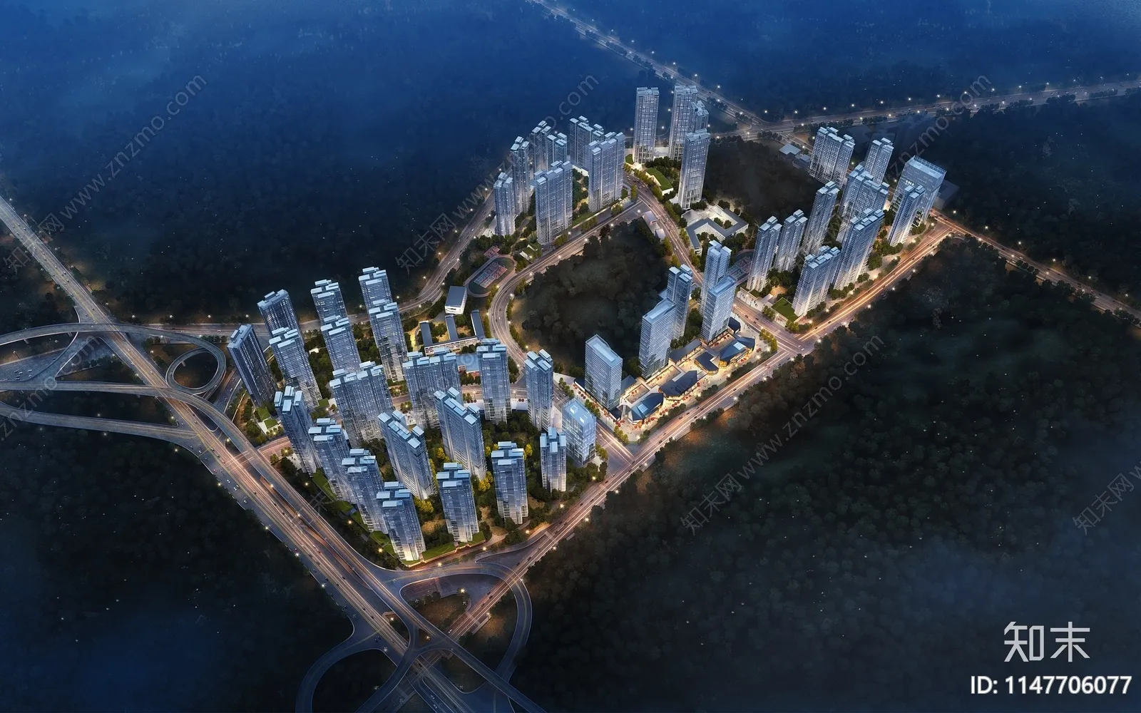 现代小区建筑 效果图欣赏_【知末效果图】