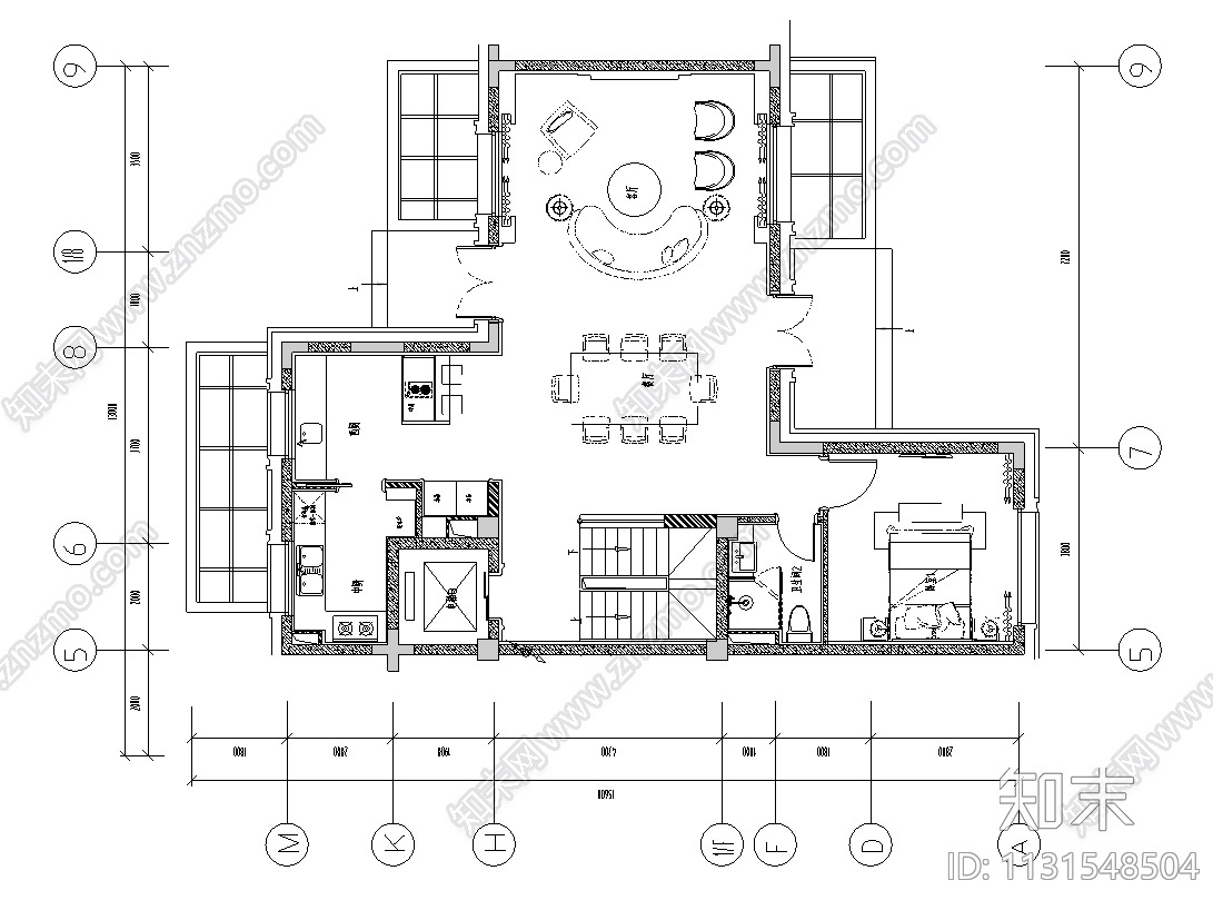 上海523㎡别墅样板间设计CAD施工图+效果图cad施工图下载【ID:1131548504】