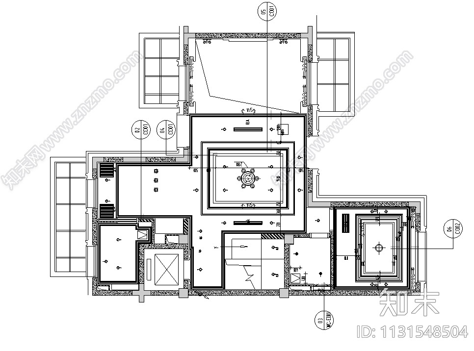 上海523㎡别墅样板间设计CAD施工图+效果图cad施工图下载【ID:1131548504】