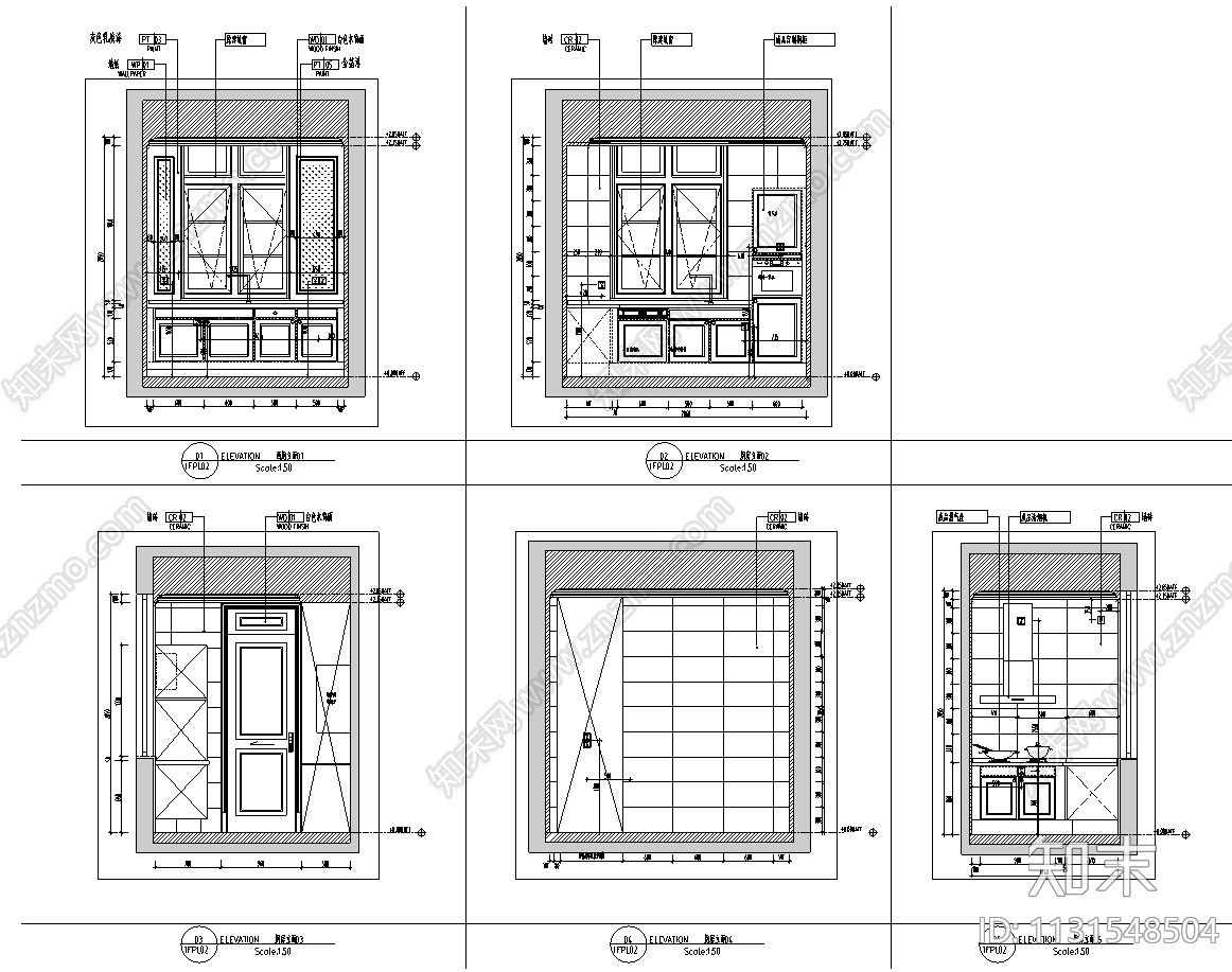 上海523㎡别墅样板间设计CAD施工图+效果图cad施工图下载【ID:1131548504】