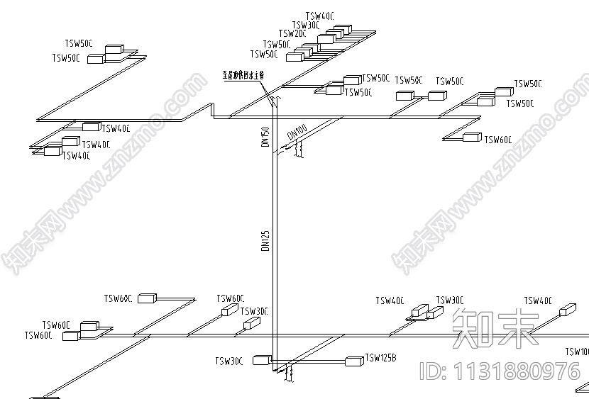 商务会所暖通施工图（管路、新风、排风、冷却水，安装剖面）施工图下载【ID:1131880976】