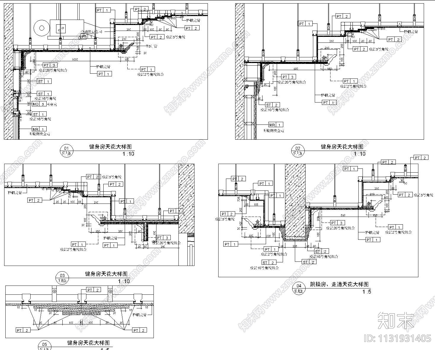 新疆某高端健身休闲会所全套装饰施工图（附效果图）cad施工图下载【ID:1131931405】