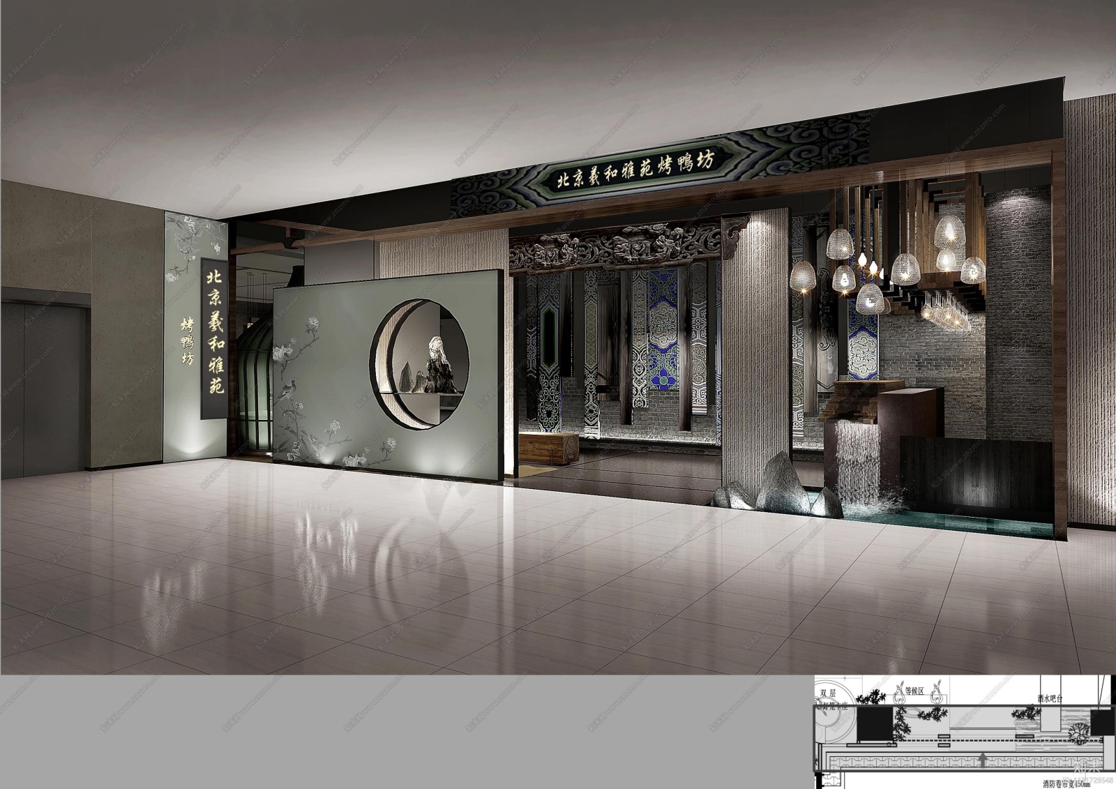 深圳北京烤鸭坊餐厅装修施工图_附效果图cad施工图下载【ID:1131729548】