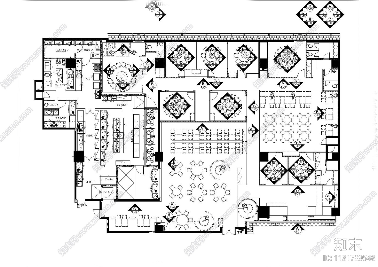深圳北京烤鸭坊餐厅装修施工图_附效果图cad施工图下载【ID:1131729548】