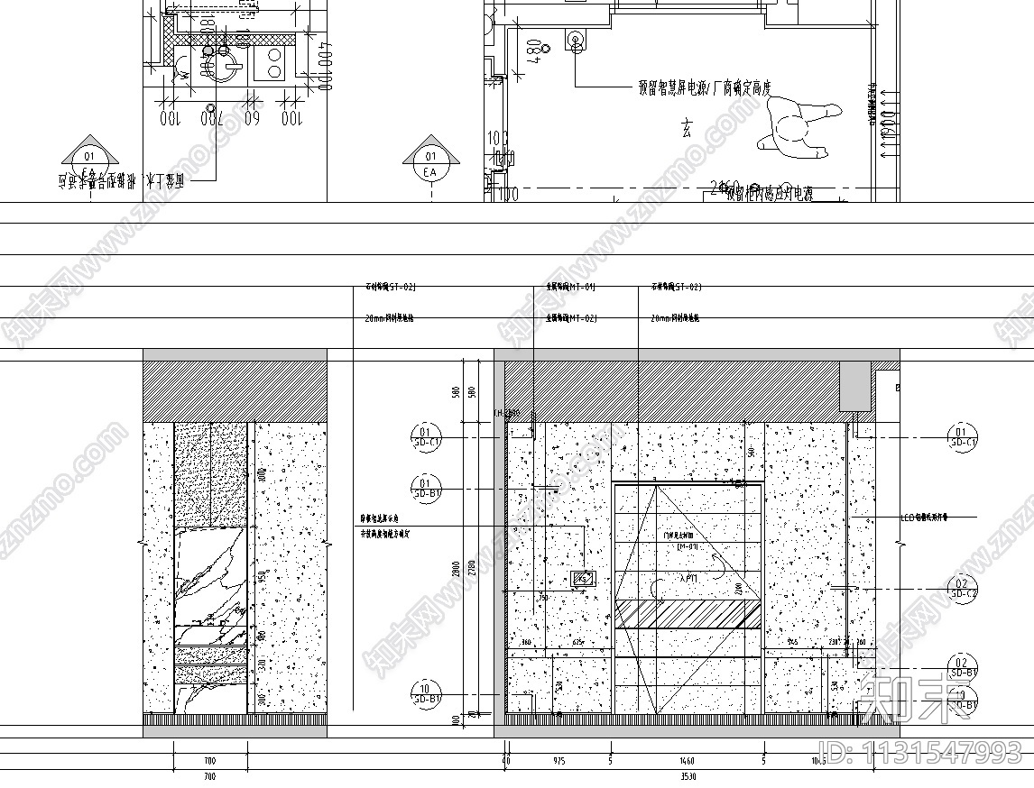 浙江杭州300㎡户型大平层样板间施工图2021cad施工图下载【ID:1131547993】