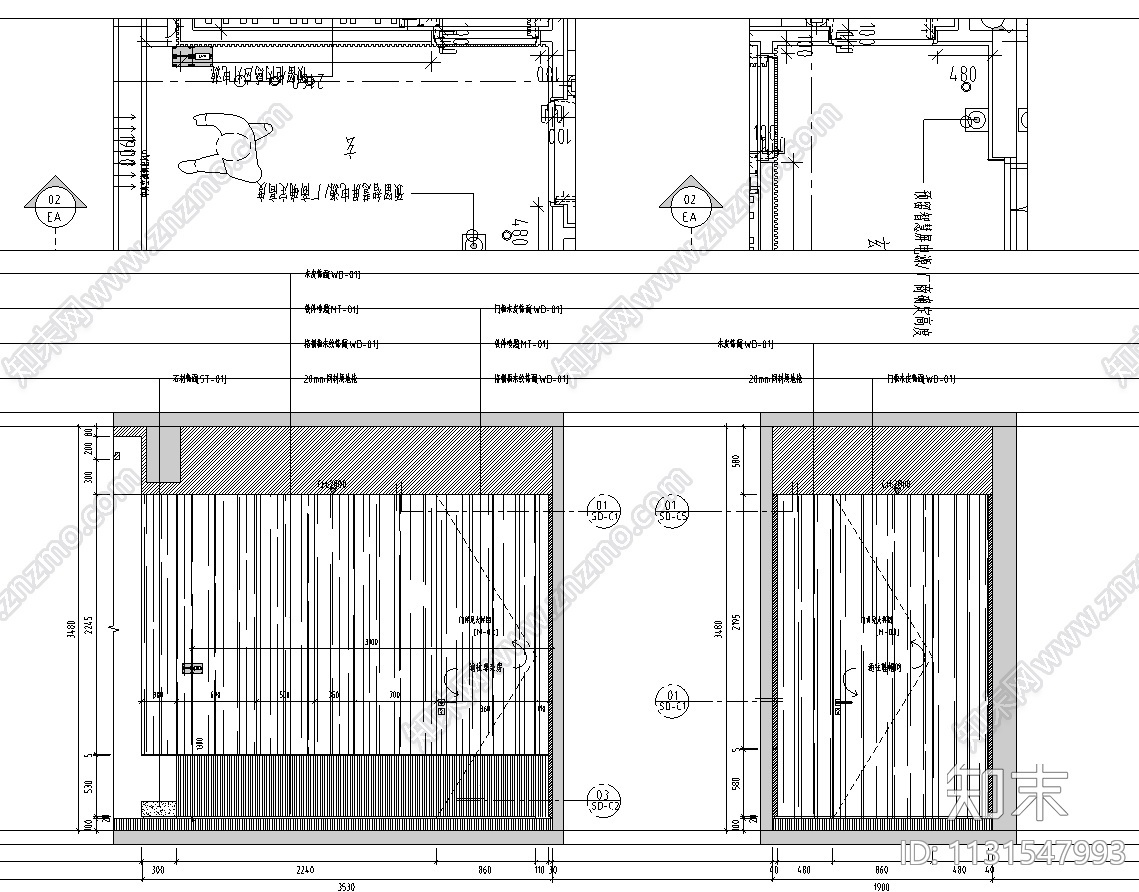 浙江杭州300㎡户型大平层样板间施工图2021cad施工图下载【ID:1131547993】