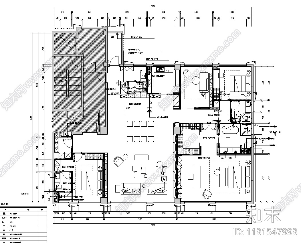 浙江杭州300㎡户型大平层样板间施工图2021cad施工图下载【ID:1131547993】