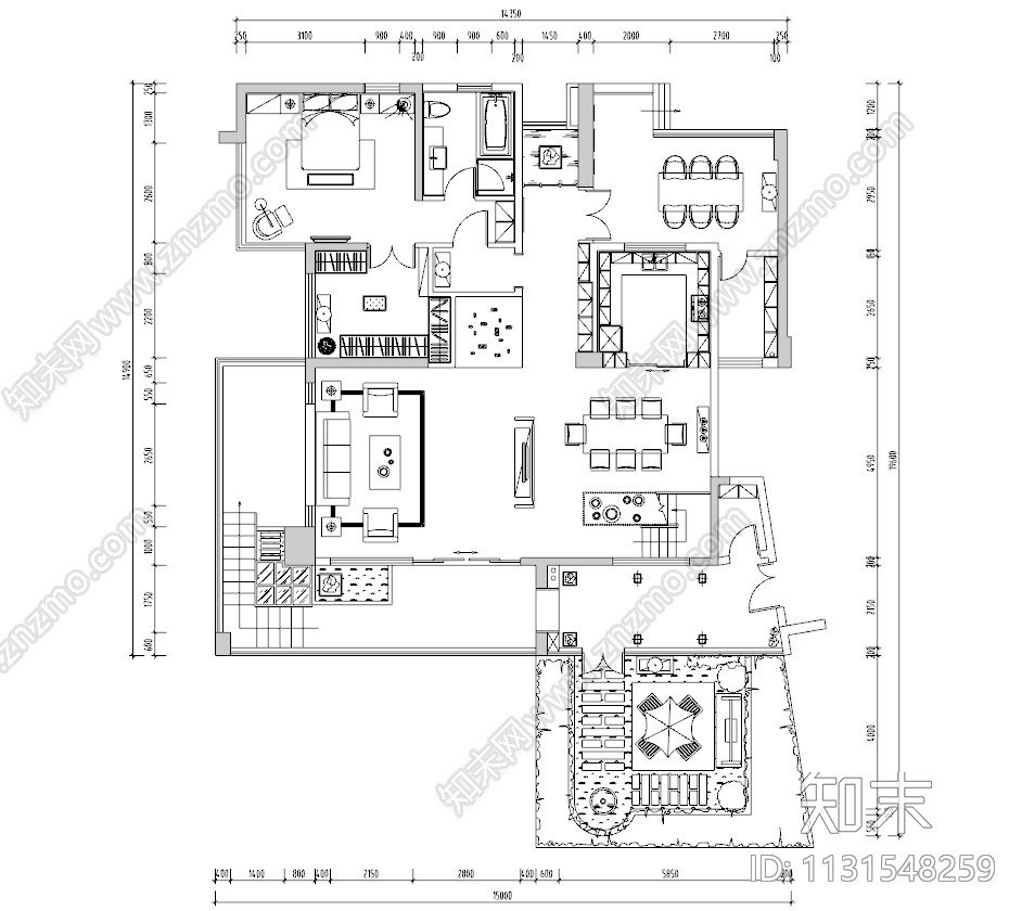 广东广州豪华空中别墅CAD施工图+效果图施工图下载【ID:1131548259】