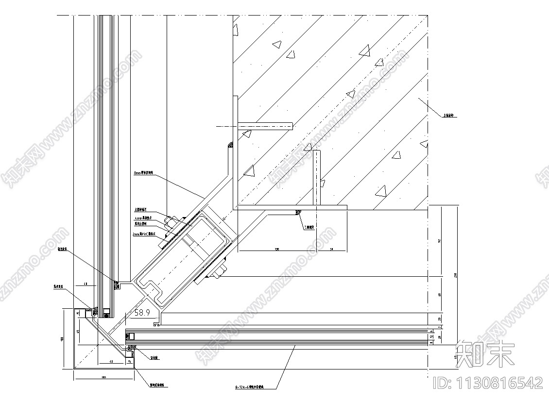 105个明框玻璃幕墙节点详图cad施工图下载【ID:1130816542】