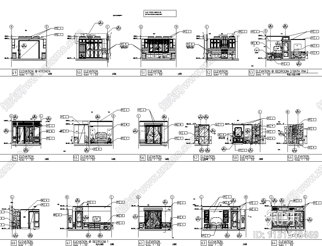 浙江杭州顶级新古典别墅CAD施工图+效果图cad施工图下载【ID:1131548469】