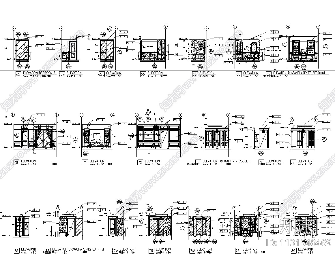 浙江杭州顶级新古典别墅CAD施工图+效果图cad施工图下载【ID:1131548469】