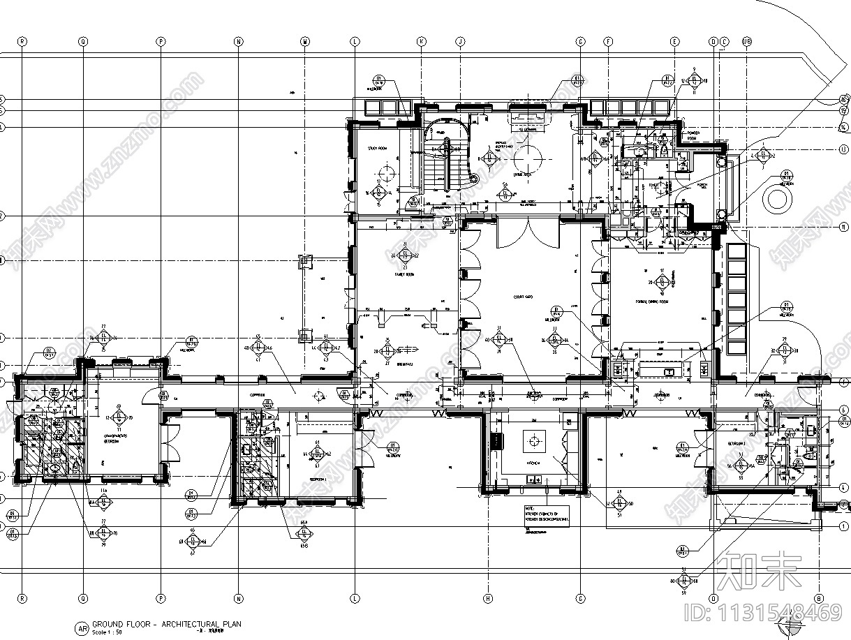 浙江杭州顶级新古典别墅CAD施工图+效果图cad施工图下载【ID:1131548469】