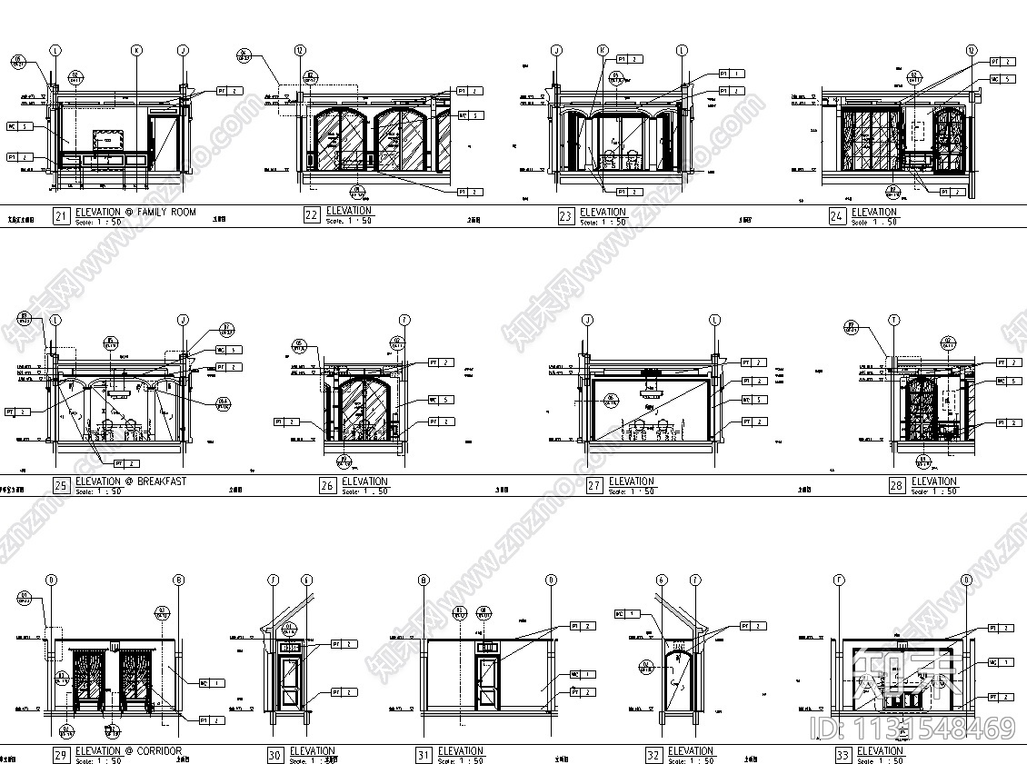 浙江杭州顶级新古典别墅CAD施工图+效果图cad施工图下载【ID:1131548469】