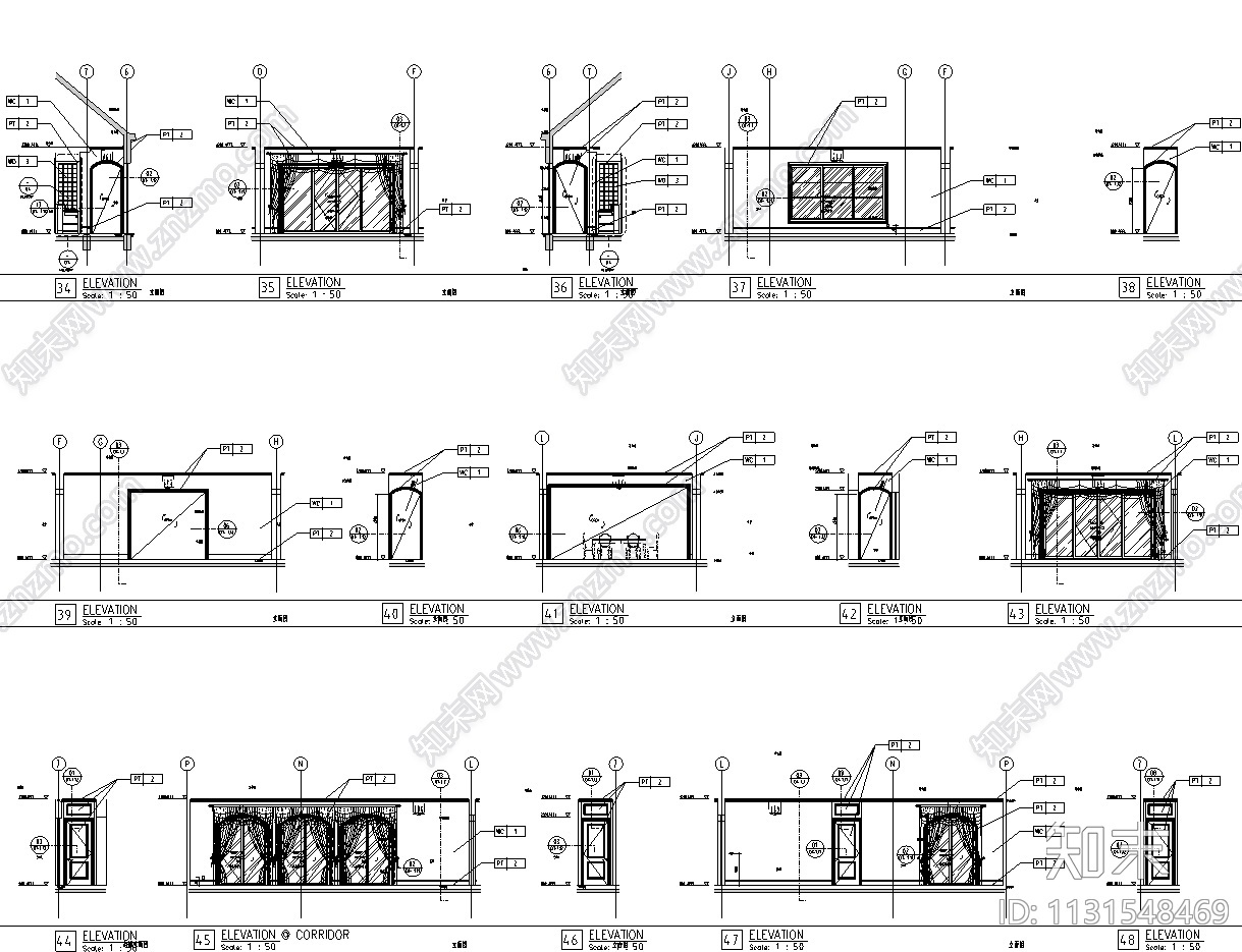 浙江杭州顶级新古典别墅CAD施工图+效果图cad施工图下载【ID:1131548469】