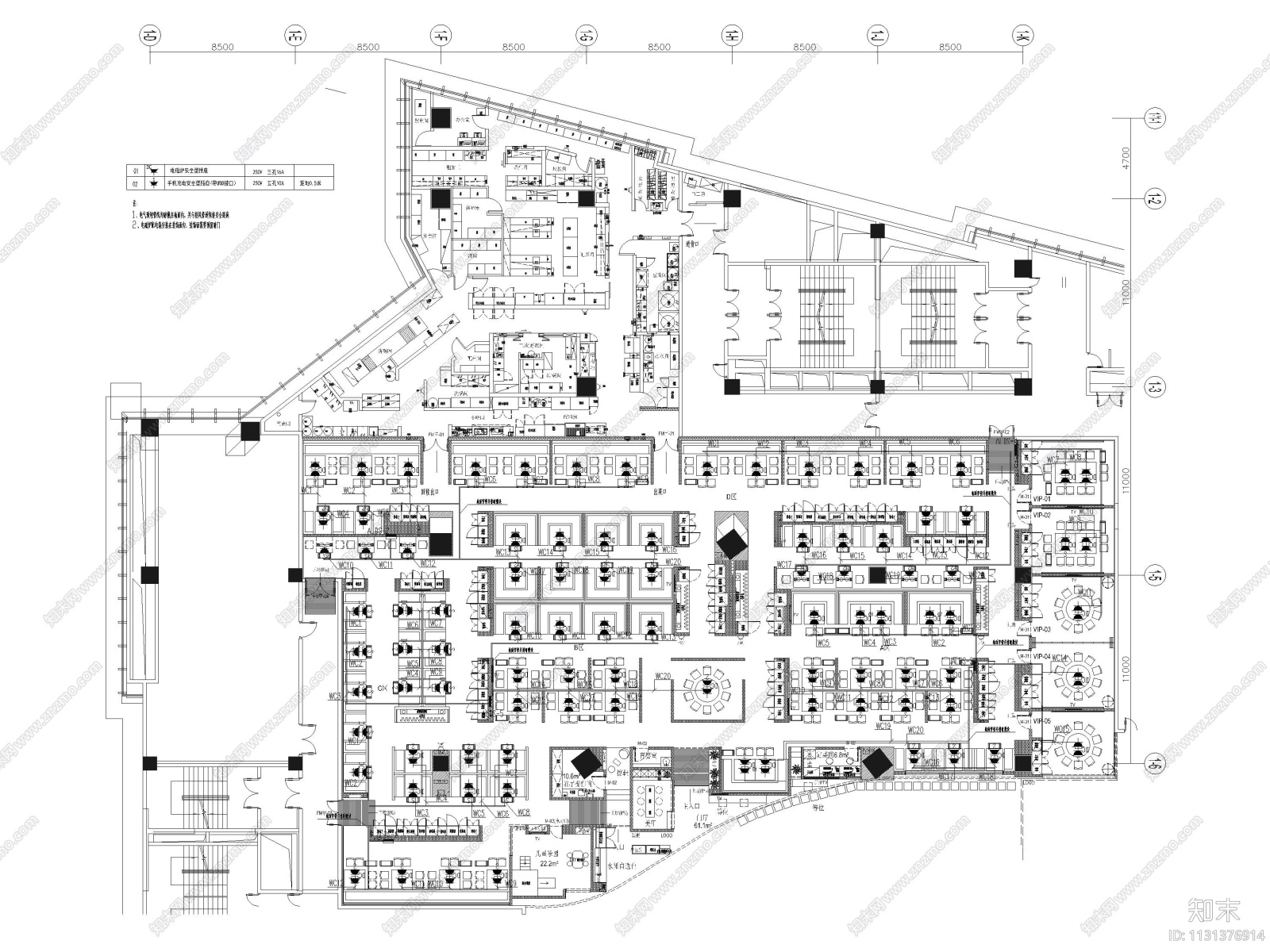 武汉群星城1400㎡海底捞火锅店装修施工图施工图下载【ID:1131376914】