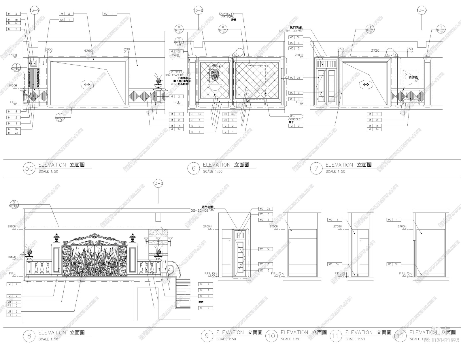 北京棕榈泉会馆西餐厅室内装修设计施工图cad施工图下载【ID:1131471973】