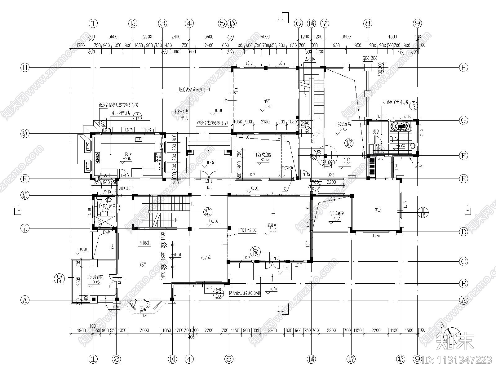 无锡2层带地下室别墅建筑施工图施工图下载【ID:1131347223】