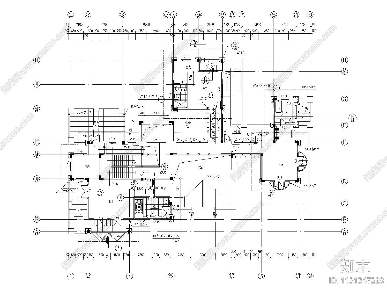 无锡2层带地下室别墅建筑施工图施工图下载【ID:1131347223】