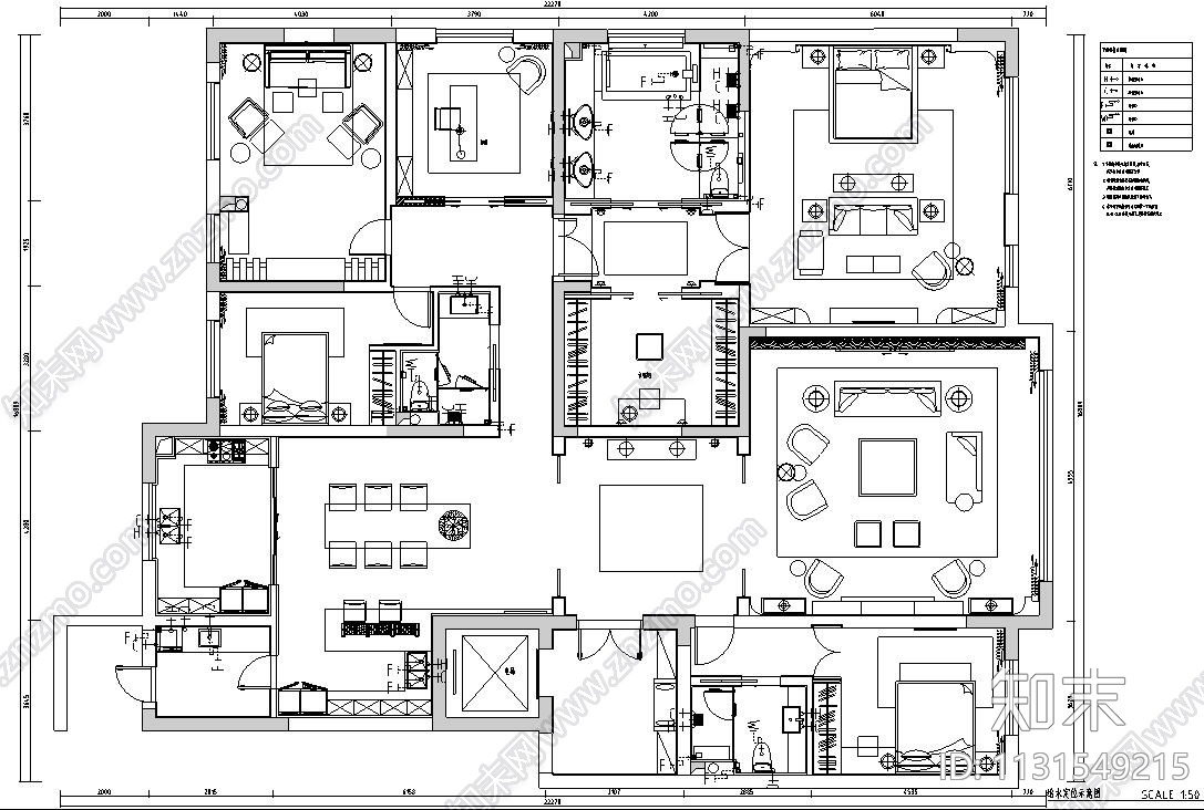 港式奢华-大平层样板房施工图设计cad施工图下载【ID:1131549215】