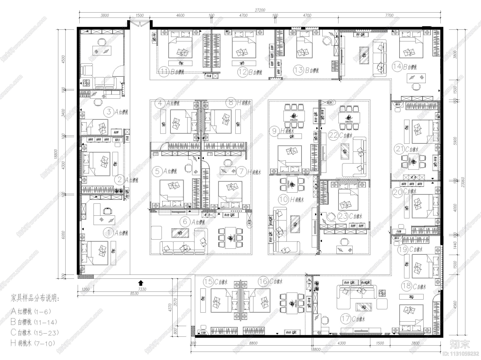 河北全屋定制家具专卖店展厅cad施工图下载【ID:1131059232】