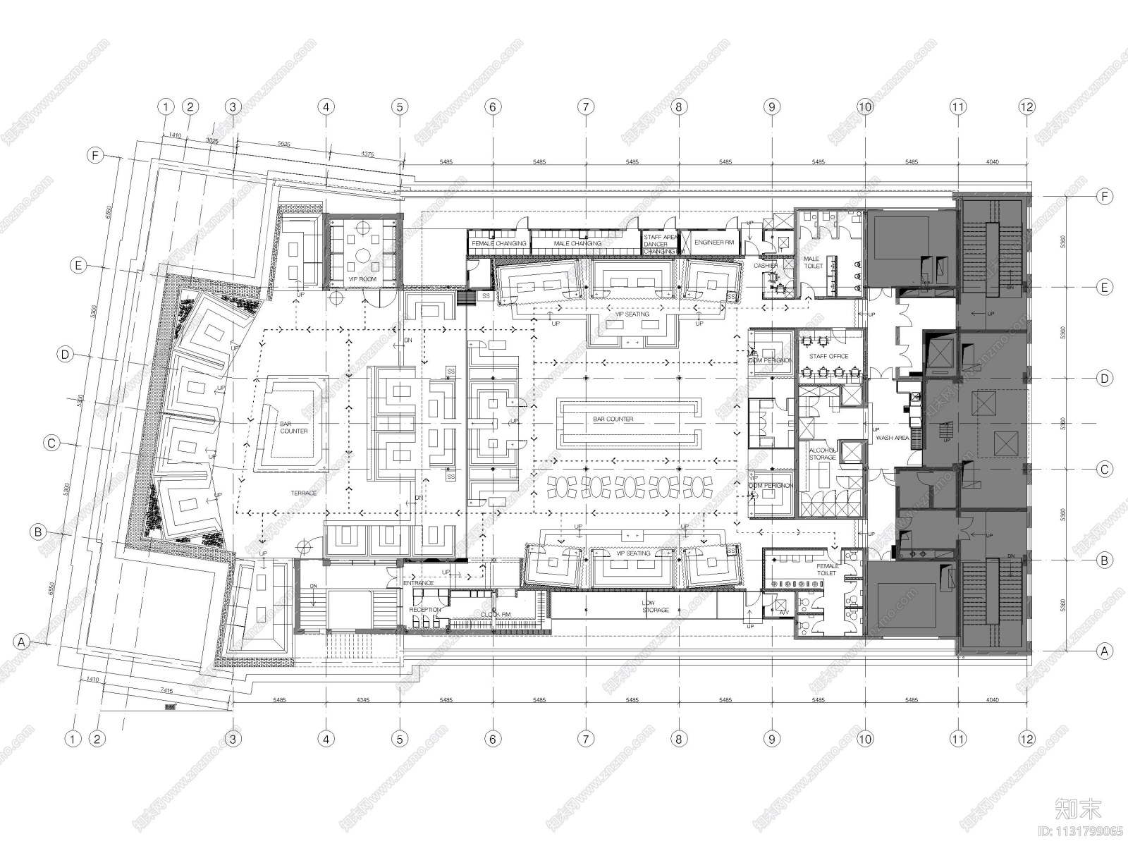 上海外滩18号1100㎡酒吧室内装修施工图cad施工图下载【ID:1131799065】