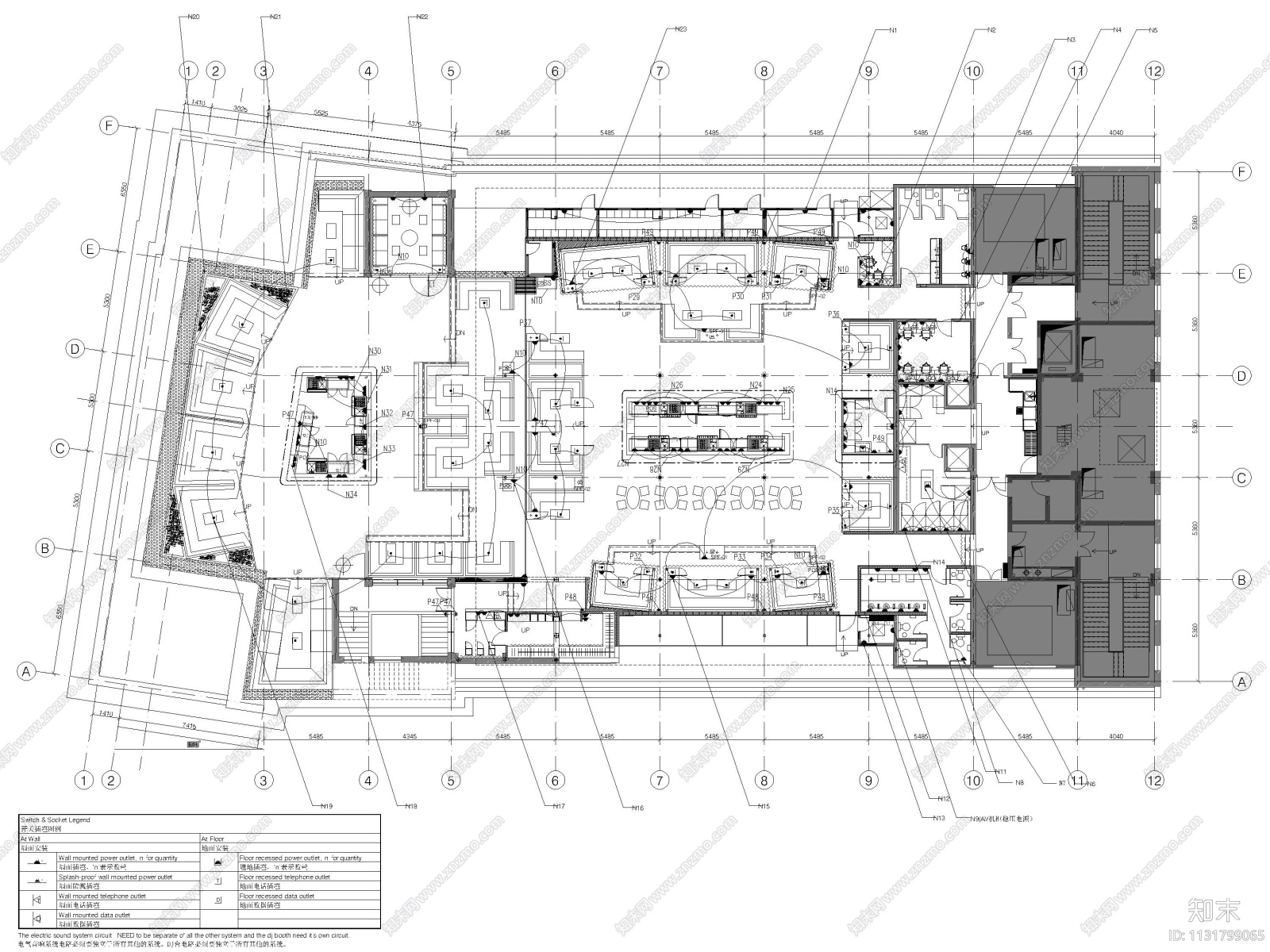 上海外滩18号1100㎡酒吧室内装修施工图cad施工图下载【ID:1131799065】
